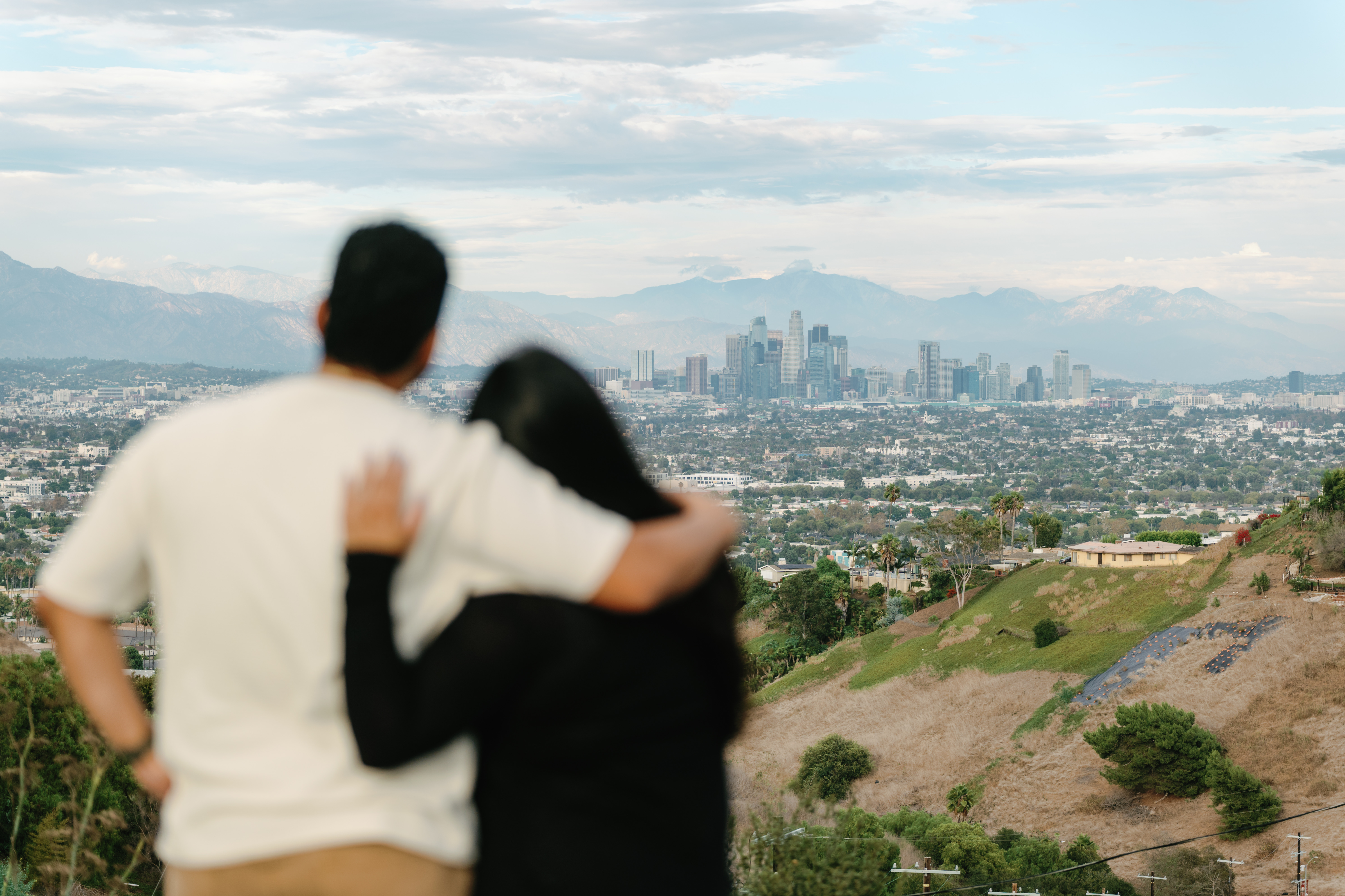 View of Los Angeles framed by a balcony railing